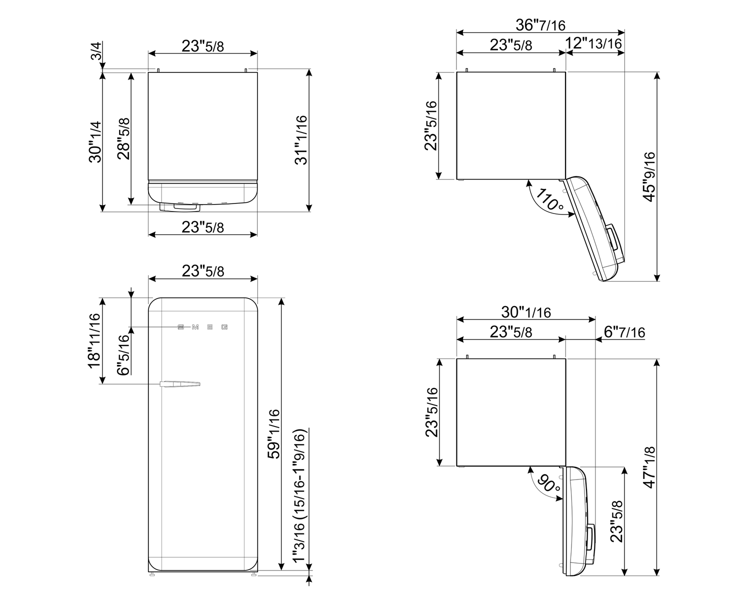 SMEG - Refrigerador de Una Puerta Estilo Retro 50's image 3