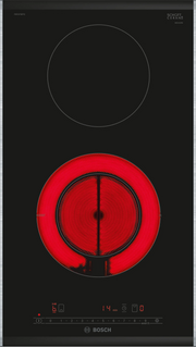BOSCH - 30cm Placa Dominó Eléctrica, integrable, 2 zonas de cocción. Serie 6, con perfiles, Vitrocerámica-Negro