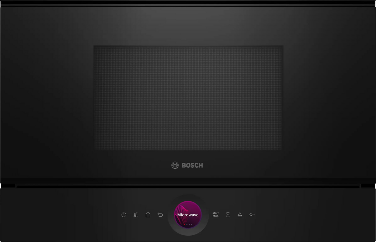 BOSCH 60cm Built-in Microwave Oven, 38cm Height, Right Hinge, 8 Series, Black, 220-240V 50/60Hz