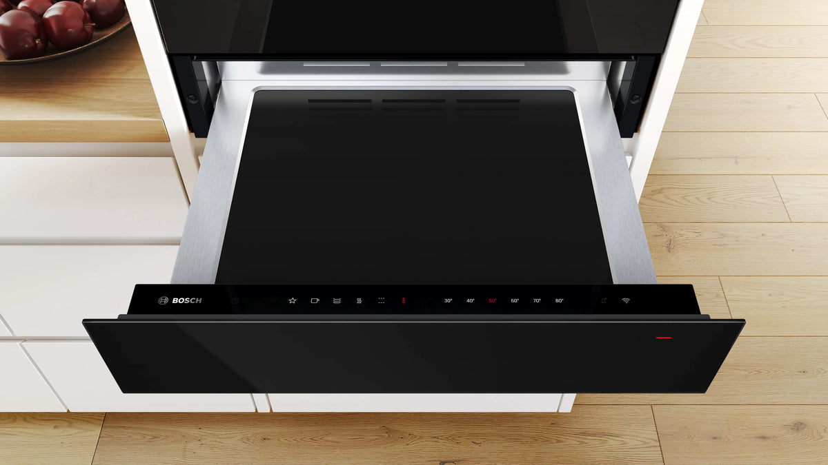 BOSCH - 60cm Gaveta  Calentadora, Empotrable, 14cmde altura. Serie 8, Negro