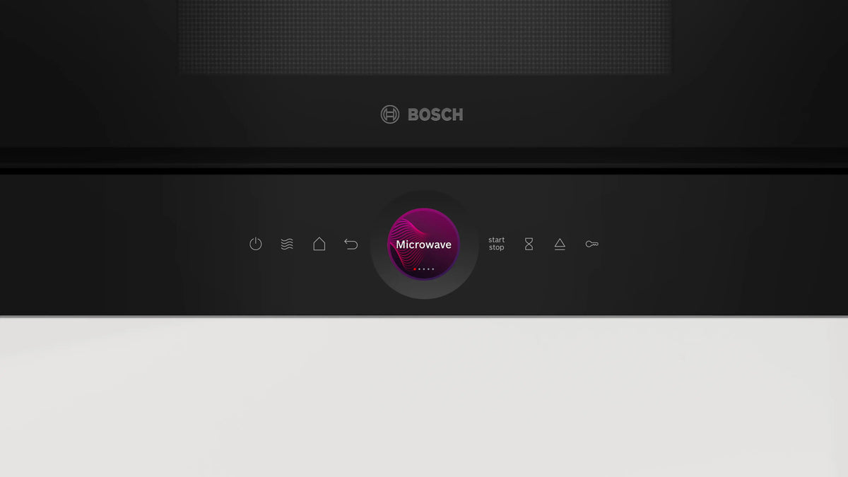 BOSCH 60cm Built-in Microwave Oven, 38cm Height, Right Hinge, 8 Series, Black, 220-240V 50/60Hz