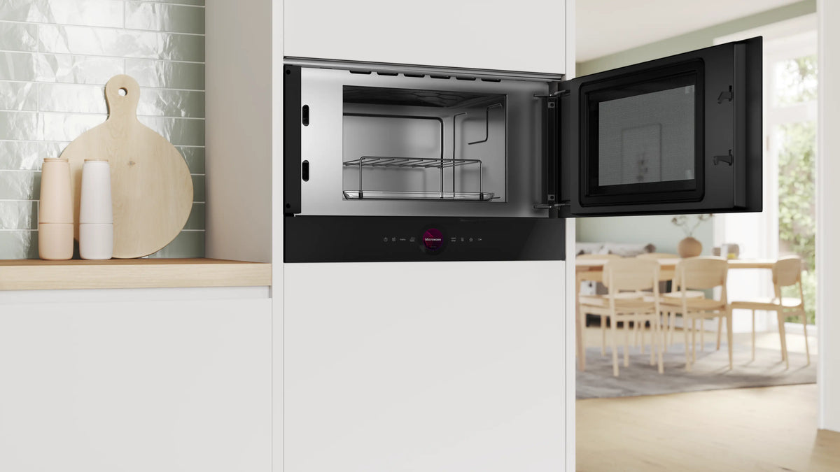 BOSCH 60cm Built-in Microwave Oven, 38cm Height, Right Hinge, 8 Series, Black, 220-240V 50/60Hz