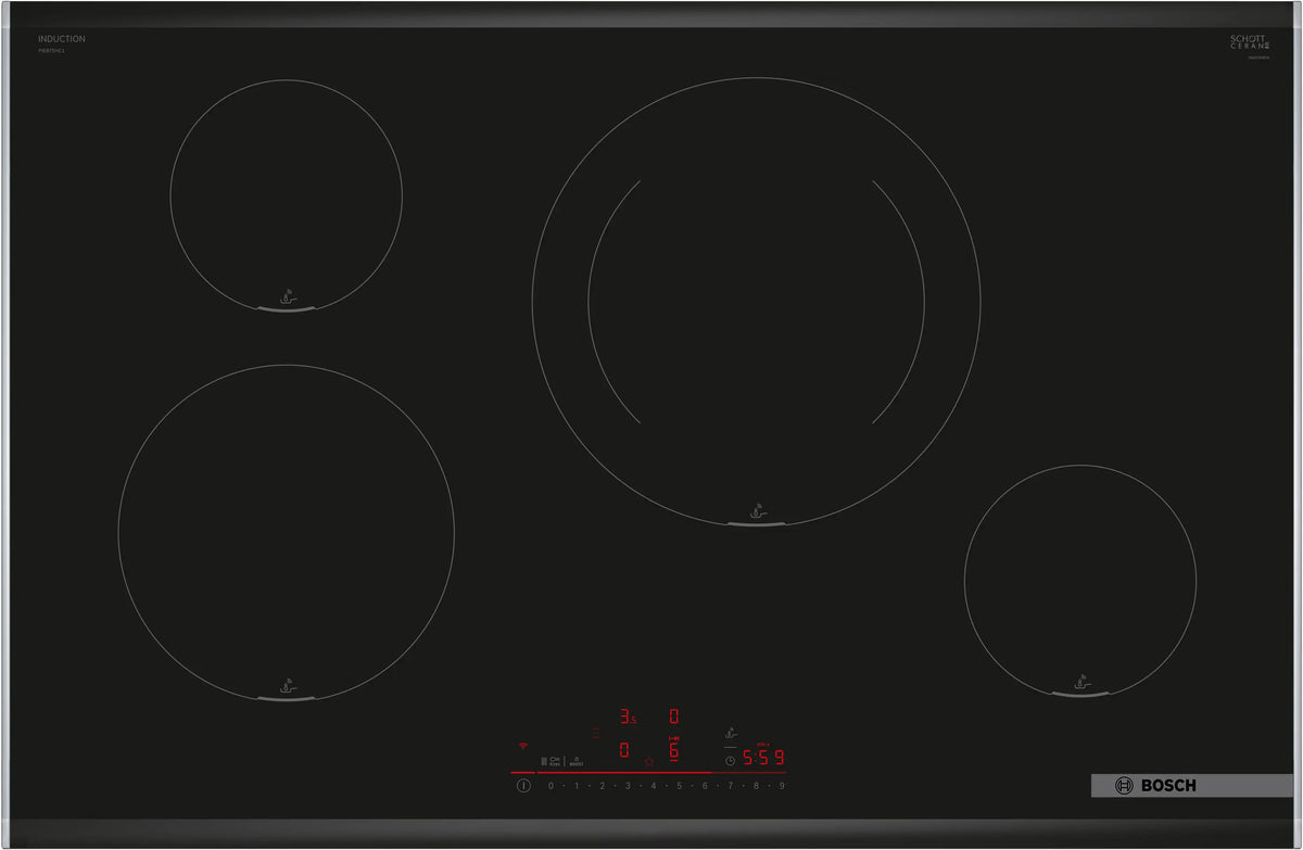 BOSCH - 80cm Induction Ceramic Cooktop, Series 6, Black - 220-240V-50/60Hz