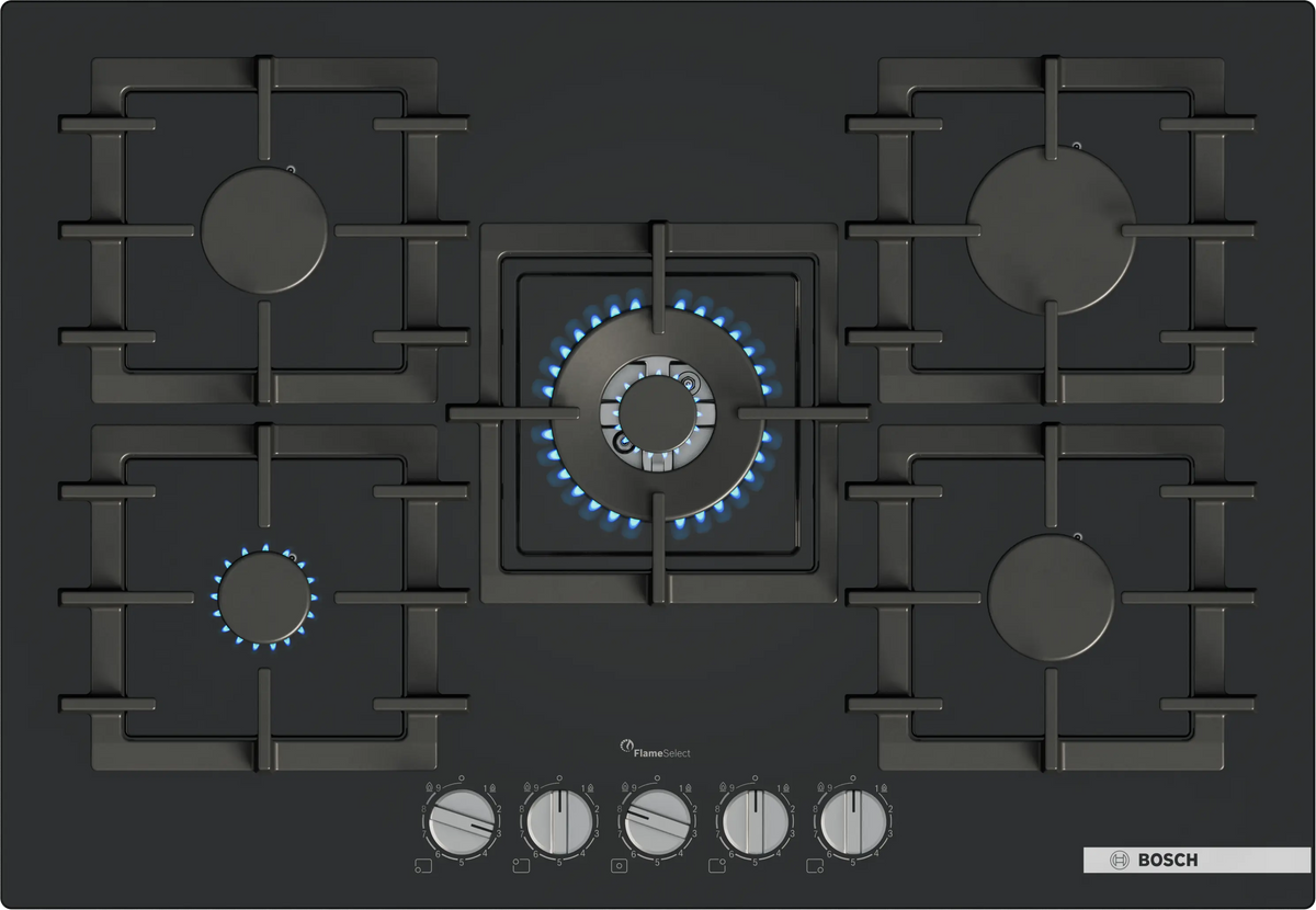 BOSCH - 75 cms Gas Cooktop, Serie 6 Anafe, Black, 220-240V/50-60Hz