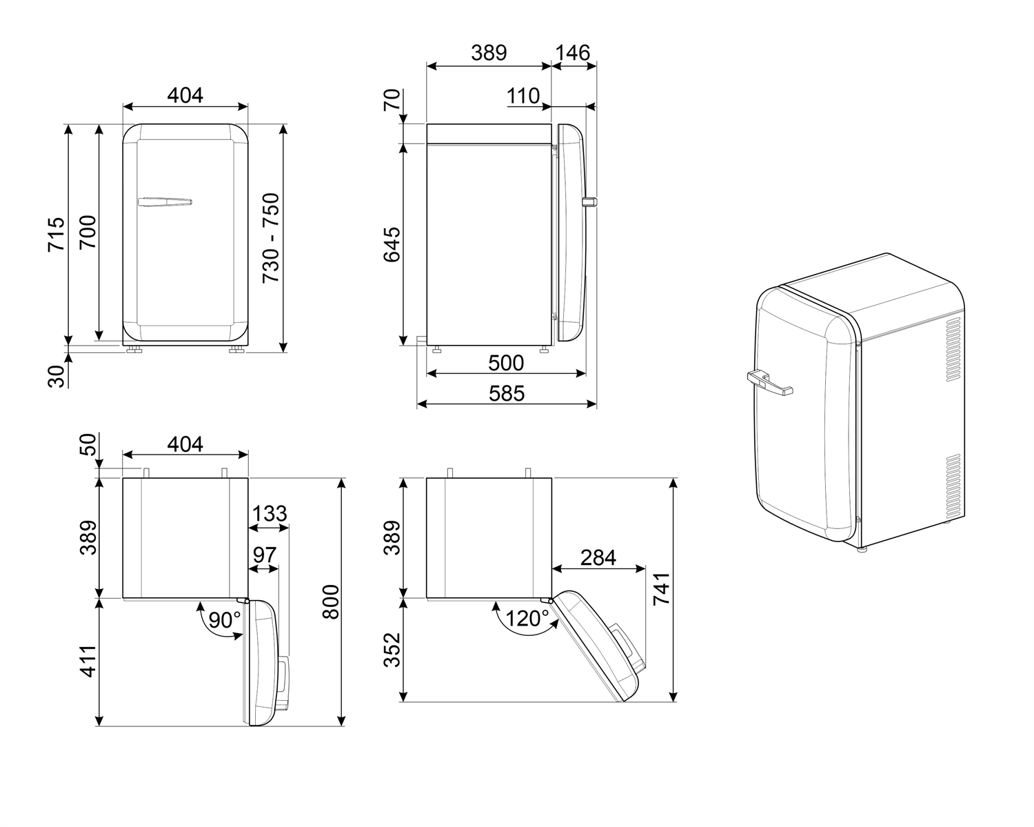 SMEG - Minibar Estilo AÃ±os 50 Capacidad de 38 L - 110V/60Hz - Derecha - Rojo image 2