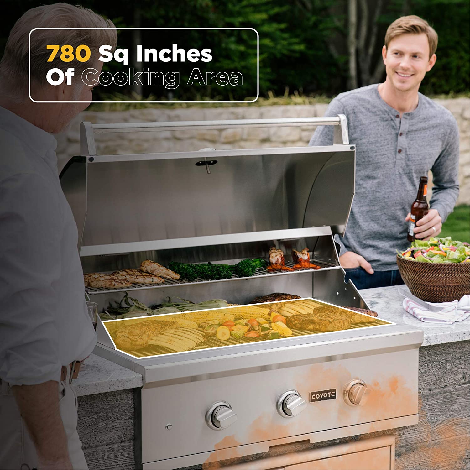 COYOTE - Parrilla de gas empotrada serie C, LP, acero inoxidable, 34" image 4