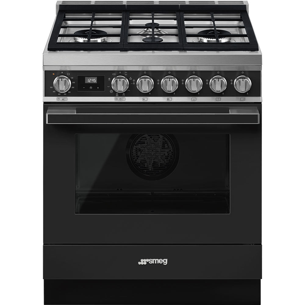 SMEG - Cocina independiente de combustible dual Portofino 76cm/30" - Negro mate image 0