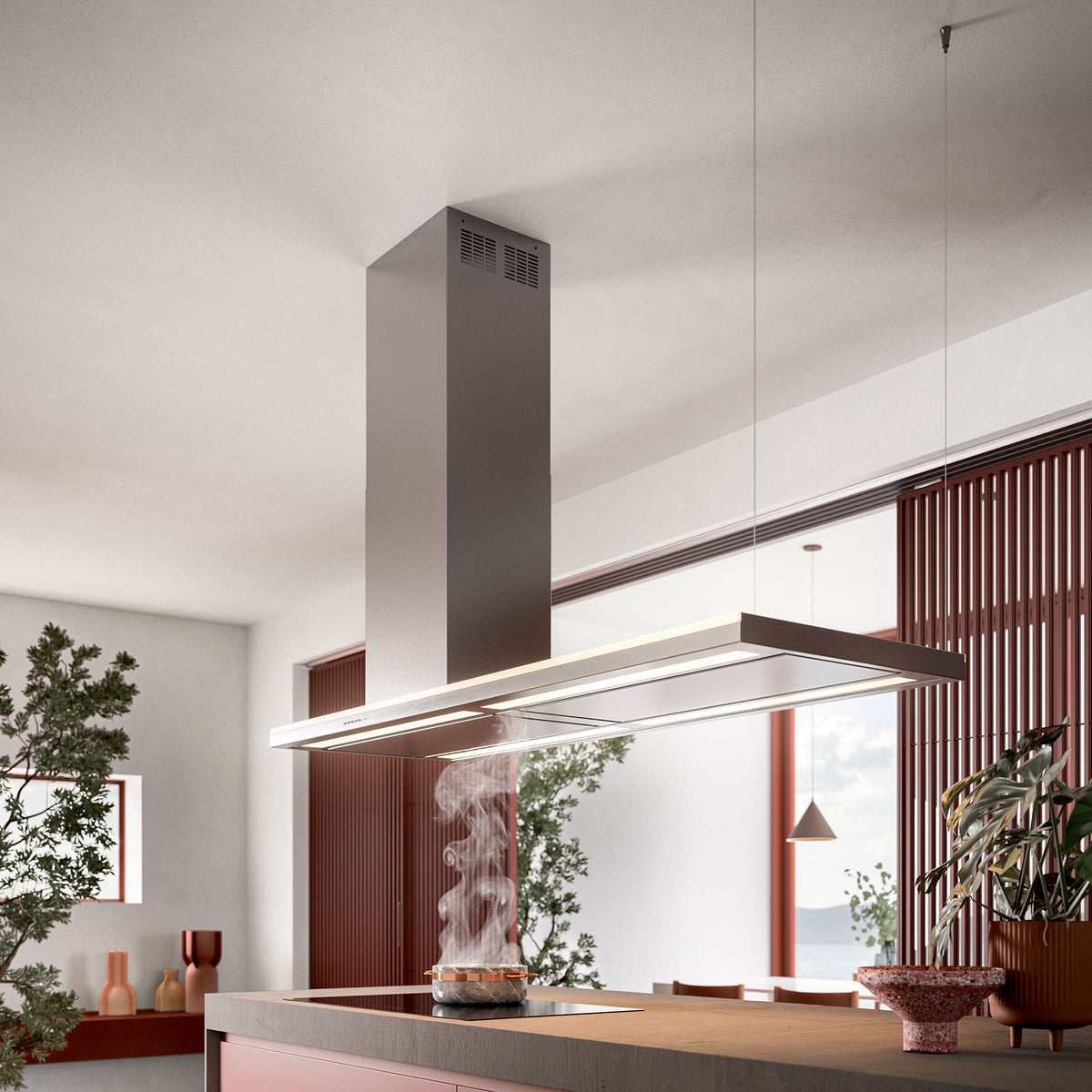 FALMEC - Design Collection Lumen 70" Island Hood, 500 CFM, Right Duct