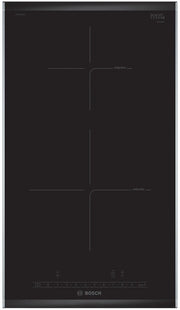 BOSCH - 30cm Placa  Dominió de inducción, integrable, 2  zonas de cocción, Serie 6, con perfiles, Vitrocrámica-Negro
