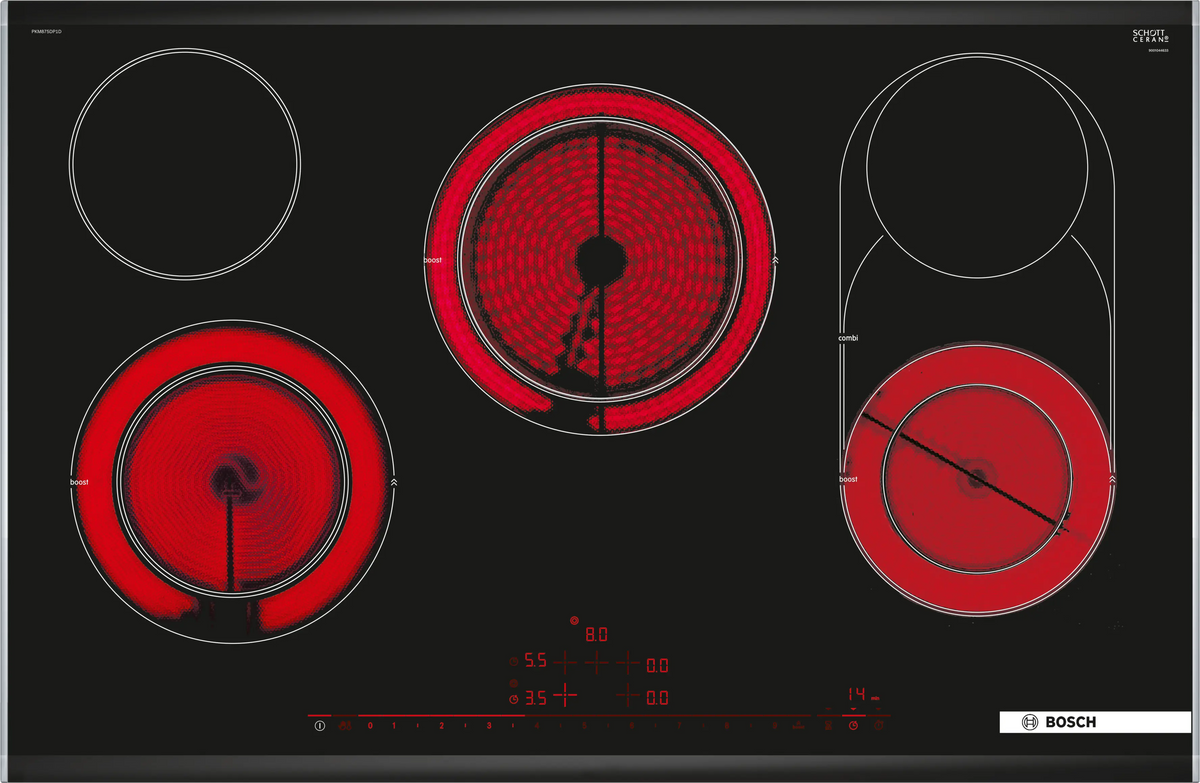 BOSCH - 80cm Ceramic Electric Touch Control Hob, Series 8, 220-240V-50/60Hz