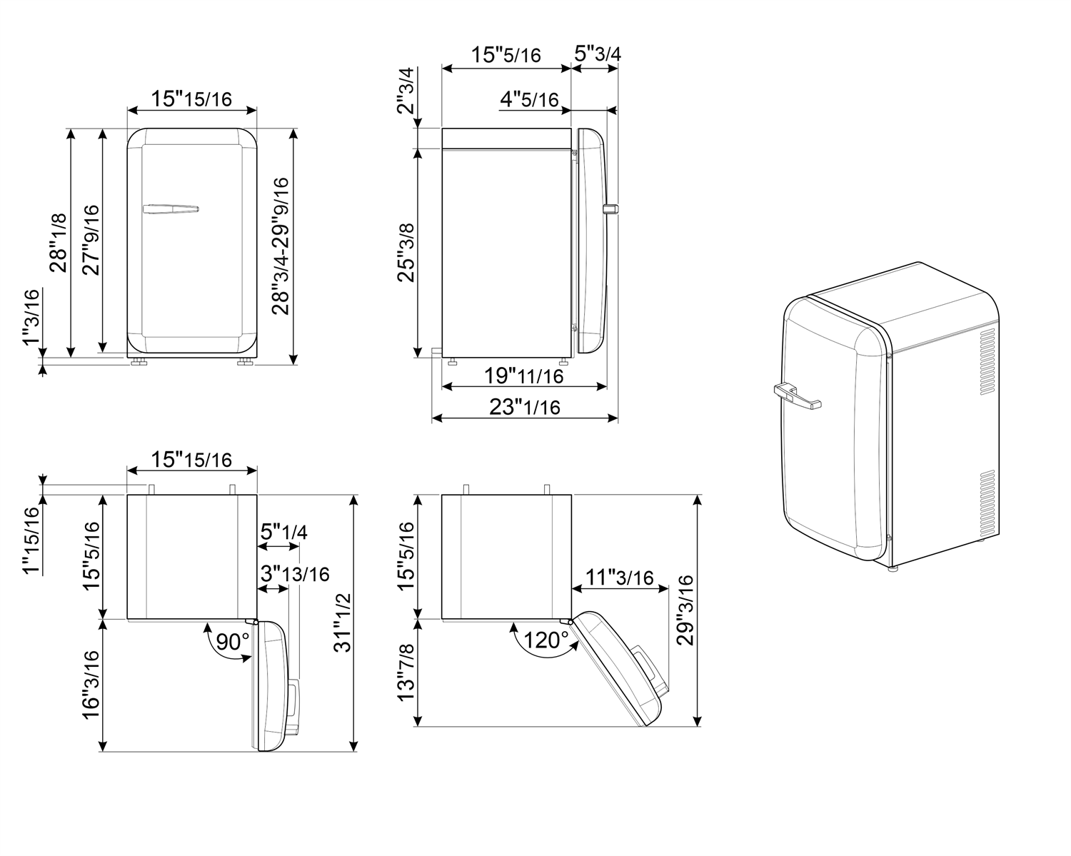 SMEG - Mini Refrigerador Retro FAB5 - Bisagra Derecha image 2