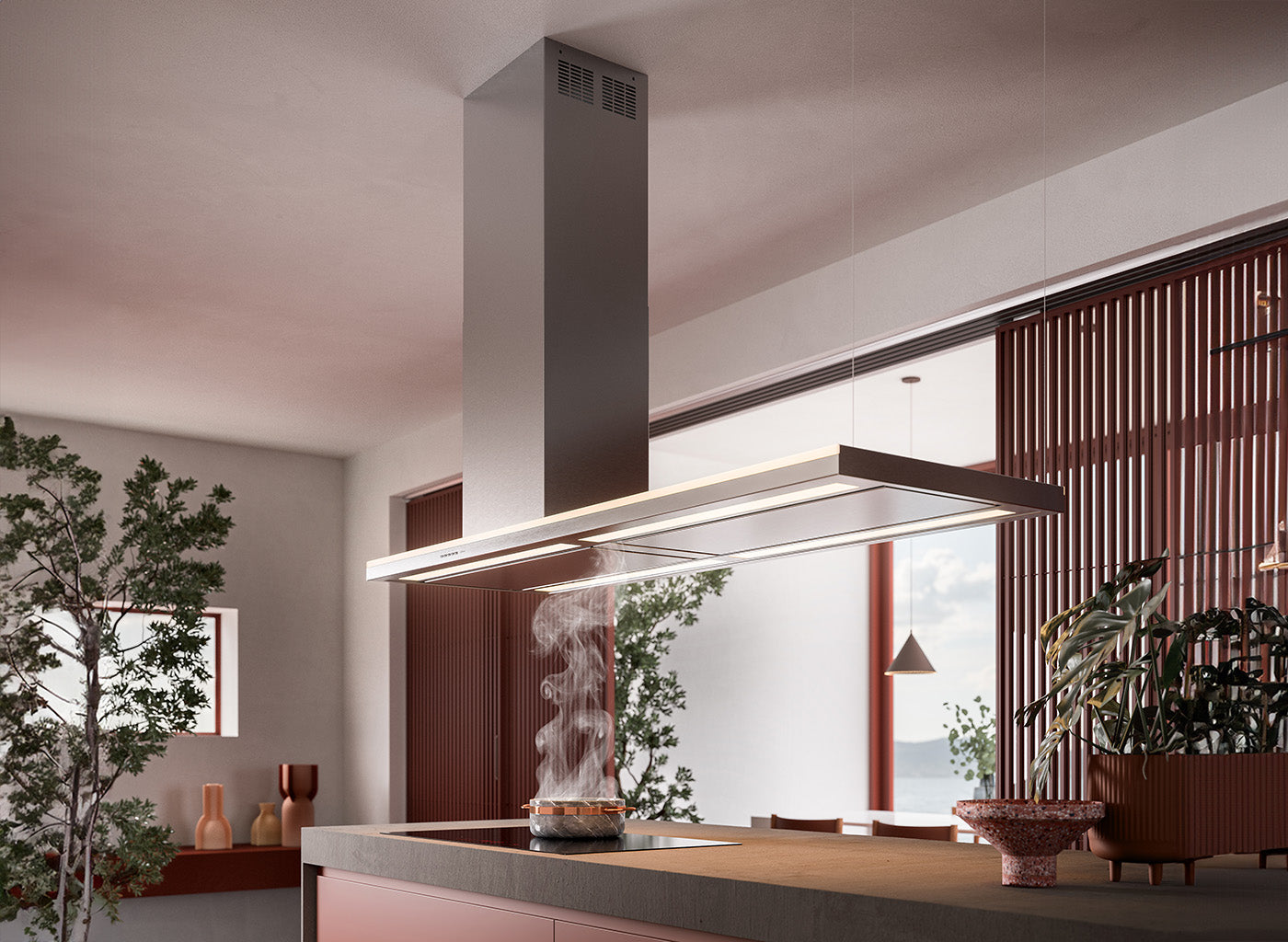 FALMEC - Campana de Isla Colección Design Lumen de 70" 500 CFM, Cond/Der image 1