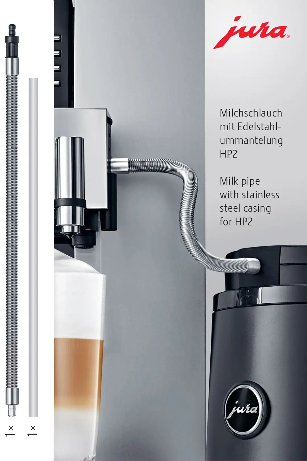 JURA - Milk pipe with stainless steel sheathing for HP2