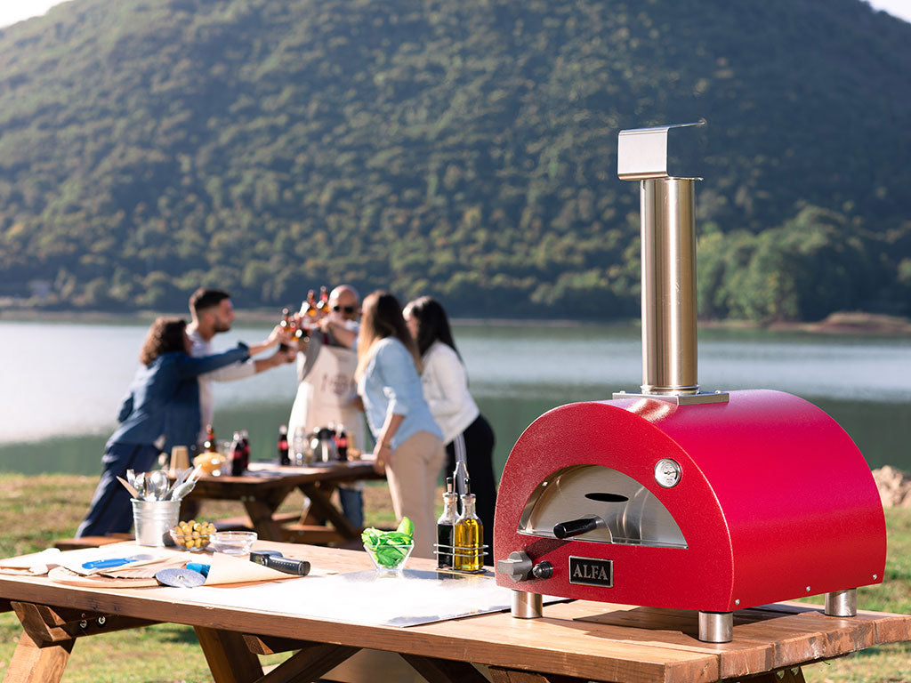 ALFA - Moderno 1 Pizza Oven - Gas LP or Hybrid (Hybrid Kit Sold Separately) - Arntique Red