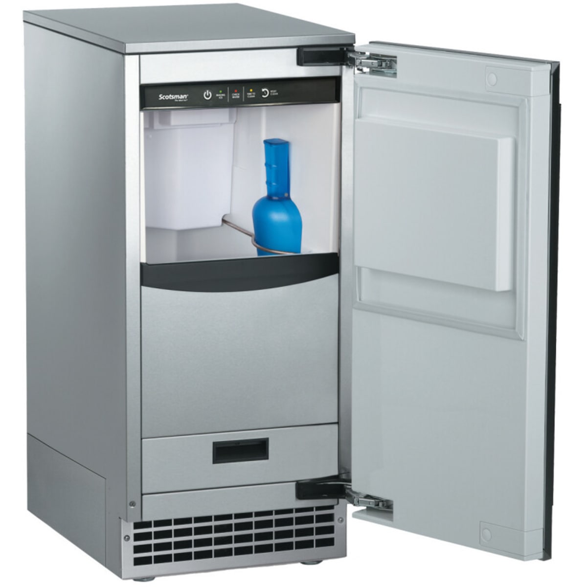 SCOTSMAN - 15" Nugget Ice Machine, pump assist drain 60 lbs/day, Outdoor Approved, Unfinished front